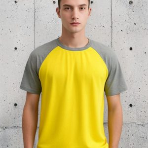 Camiseta Raglan Amarelo Manga Cinza Sublimação