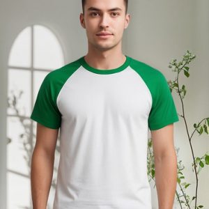 Camiseta Raglan Branco Manga Verde Bandeira Sublimação